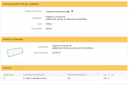 Terreno rústico en venta en Alcubillas